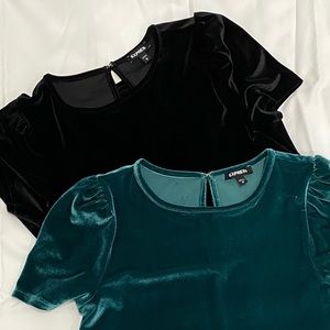 2 Medium Express Crew Neck Puff Sleeve